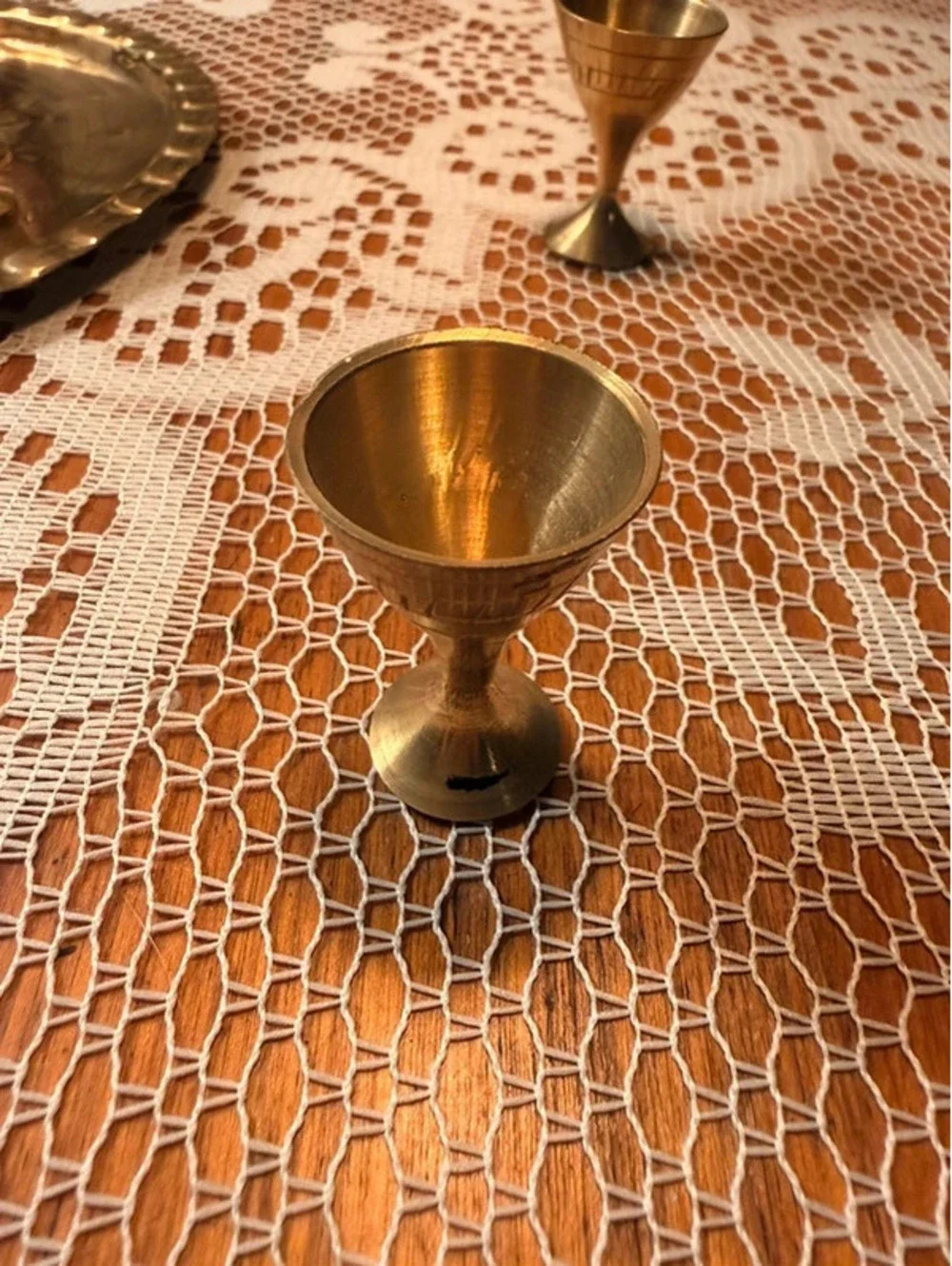 Vintage Miniature Brass Arabic Dallah Coffee Set Tray 6 Goblets